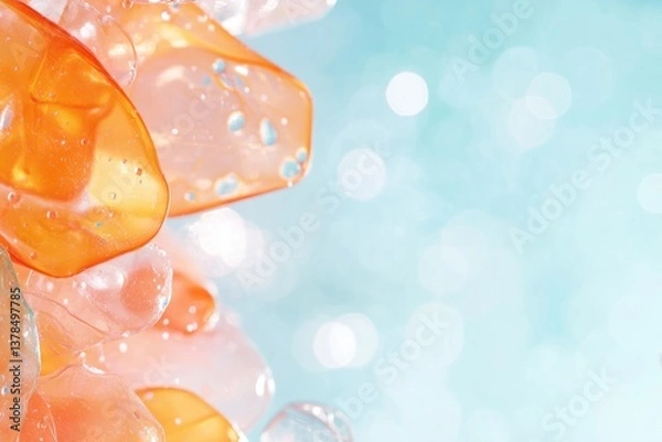 Fototapeta Bright orange and translucent textures create refreshing and vib