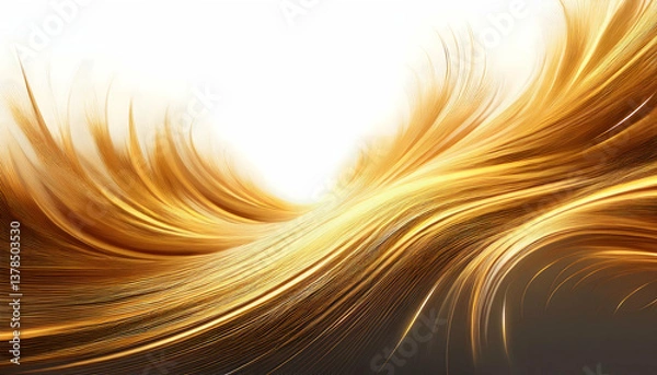 Fototapeta Abstract brush golden light trails curve background on digital art concept on white backgroud.