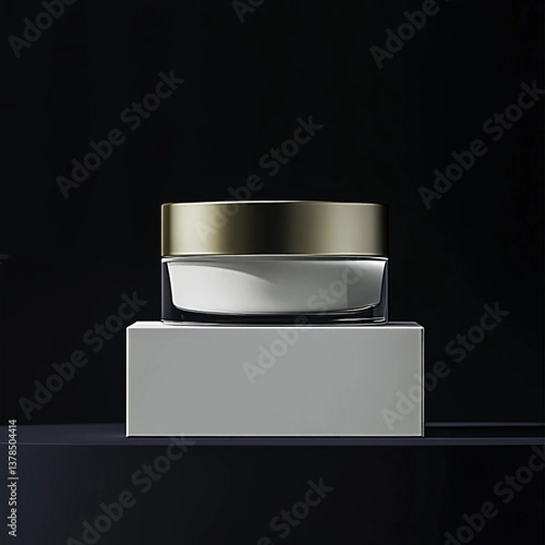 Fototapeta A white box and a glass jar with a gold lid