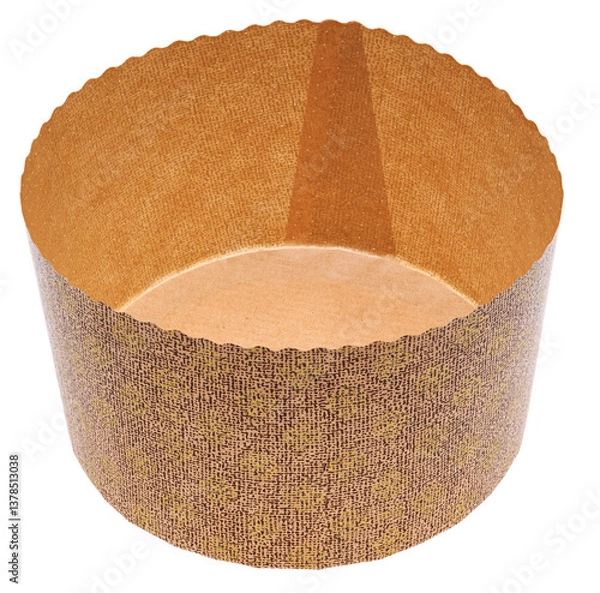 Fototapeta Panettone paper baking form isolated over white background
