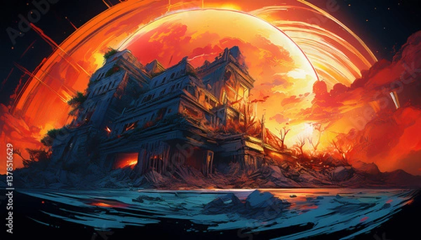 Fototapeta 014-057-115-Firefly The Magnitude Earthquake- The Global Response Emphasize the negative space on the left for p
