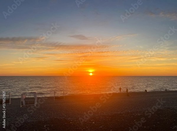 Obraz Red sun setting over the sea