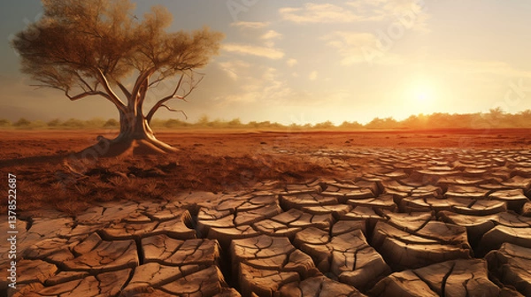 Fototapeta dried up gardens are a consequence of drought and environmental disaster	

