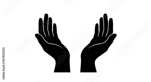 Obraz Two hands reaching upwards in a gesture of offering or prayer.