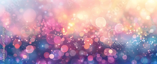 Fototapeta Sparkling bokeh texture in soft colors provides a romantic and celebratory background.