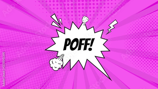 Fototapeta Comic pop art background. Vintage retro design. Pink radial backdrop with halftone elements.