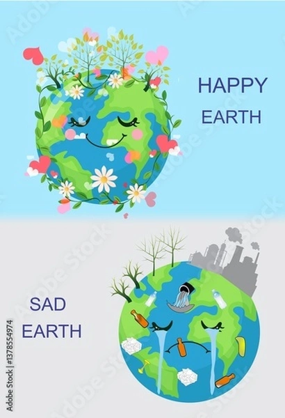 Fototapeta composition showing two faces of the planet