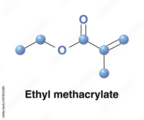 Obraz Ethyl Methacrylate Molecule Formula. Science Vector Illustration.