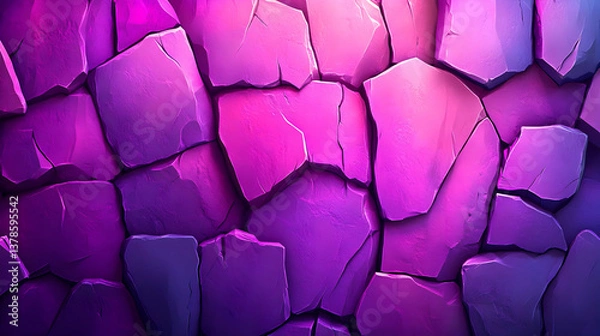 Obraz Abstract Stone Wall Texture with Pink and Purple Hues Geometric Mosaic Pattern Decorative Background