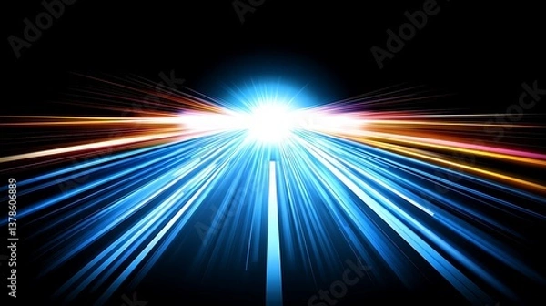 Fototapeta Bright streaks of light radiate outwards from the central source