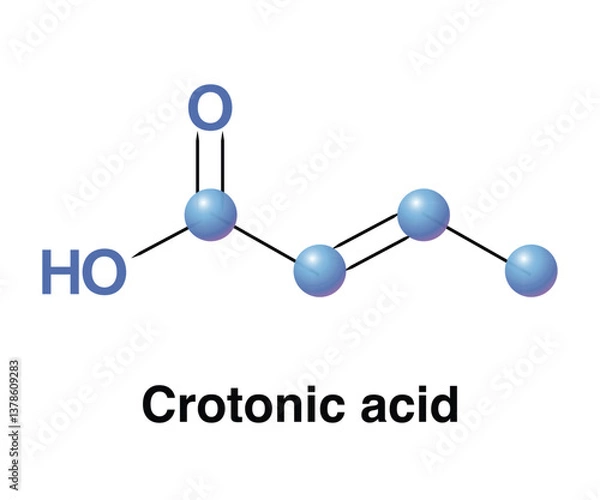 Obraz Crotonic acid Short-chain Unsaturated Carboxylic Acid With Formula C4H6O2. Butenoic Acid Vector Illustration