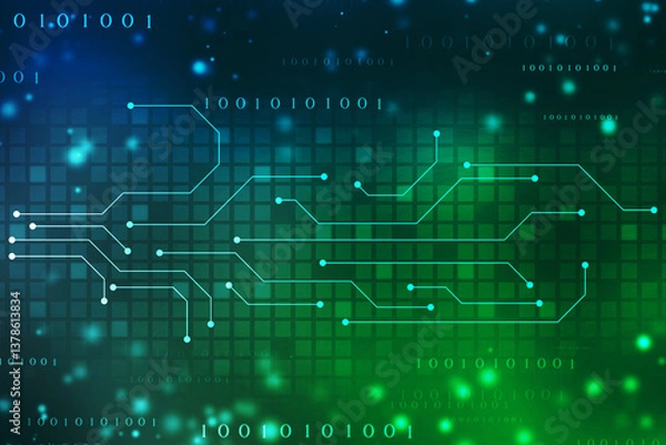 Fototapeta Abstract futuristic circuit board Illustration, Circuit board with various technology elements. Abstract Futuristic technology lines