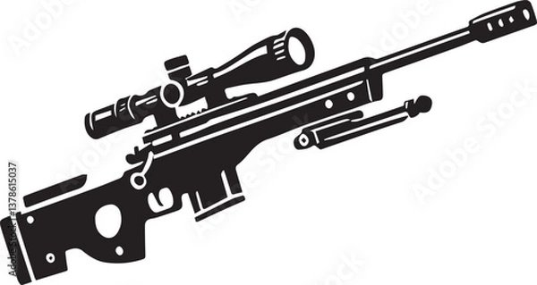 Fototapeta assault rifle vector illustration, rifle vector icon, rifle silhouette vector file