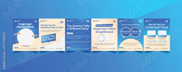 Obraz How to write a blog posts social media carousel, step by step guide to write Instagram carousel design template, LinkedIn carousel post, social media Instagram carousel post, modern and editable