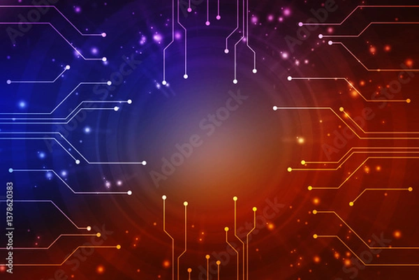 Obraz Abstract futuristic circuit board Illustration, Circuit board with various technology elements. Abstract Futuristic technology lines