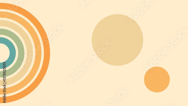 Obraz Abstract background of rainbow and sun groovy Wavy Line design in 1970s Hippie Retro style. Vector pattern ready to use for cloth, textile, wrap and other.