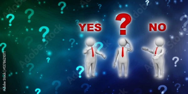 Obraz Question Mark and Globe in digital background. 3d rendering