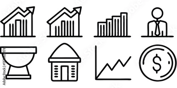 Fototapeta Editable Investment Icons Set – Customizable Line-Based Finance Symbols