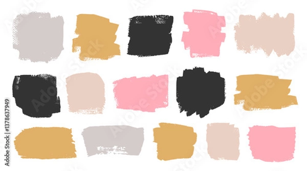 Fototapeta Vector stains abstract paint brush strokes set