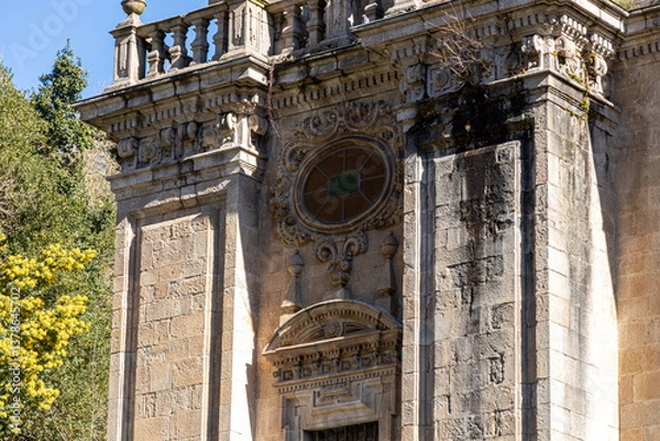 Fototapeta Samos, Spain. Main facade in Renaissance and Baroque styles of the Monastery of San Xulian, an active Benedictine monastery in Galicia
