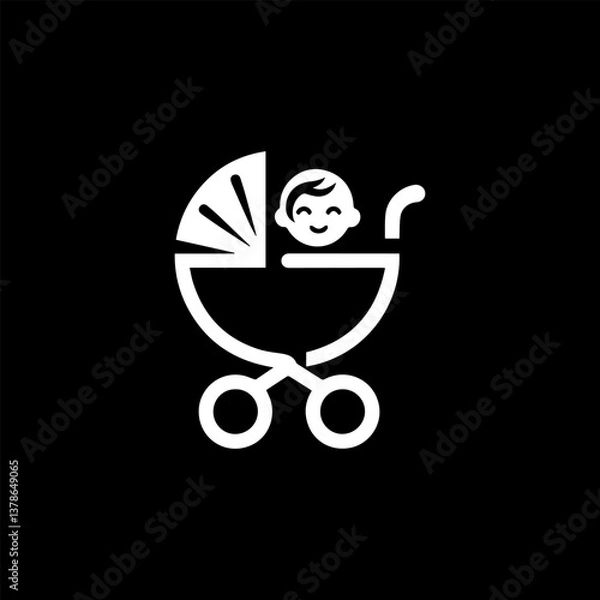Fototapeta Modern minimalist baby stroller logo vector illustration in outline style