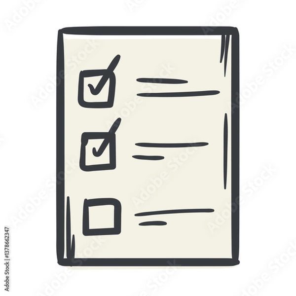 Fototapeta Shopping list. Glider. Shopping and purchases. Hand-drawn vector illustration isolated on white background. Image for icon, print, banner