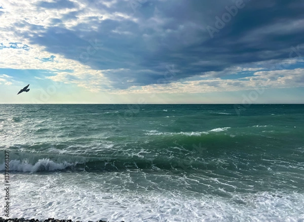 Fototapeta Black Sea in autumn in Sochi
