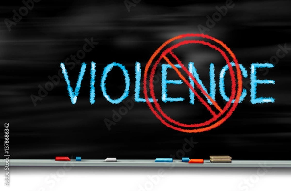 Obraz Violence In Schools ban policies to restrict violent behavior as Zero tolerance that disrupt learning and to reduce conflict as bullying peer pressure  discrimination as mental health issues.