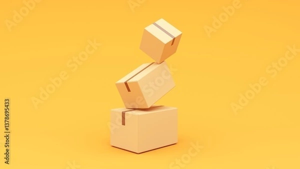 Obraz Sealed cardboard box for delivery of orders, goods, items around the world - 3d render. Delivery concept, parcel, mail, online order. Transportation and logistics.