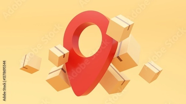 Obraz Sealed cardboard box for delivery of orders, goods, items around the world - 3d render. Delivery concept, parcel, mail, online order. Transportation and logistics.