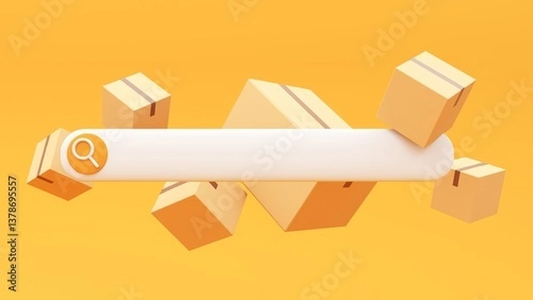 Obraz Sealed cardboard box for delivery of orders, goods, items around the world - 3d render. Delivery concept, parcel, mail, online order. Transportation and logistics.