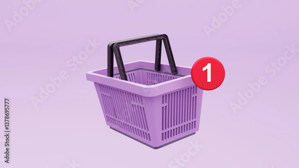 Obraz Concept of shopping cart and goods - 3D render. Online shopping, purchasing goods through a basket, quick orders. Background for advertising stores, marketing, service.