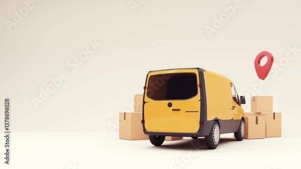 Obraz 3d render of the concept of fast delivery of parcels around the world by car, plane, scooter. Online shopping. Urgent delivery and logistics. Cargo transportation. Shopping without leaving home.