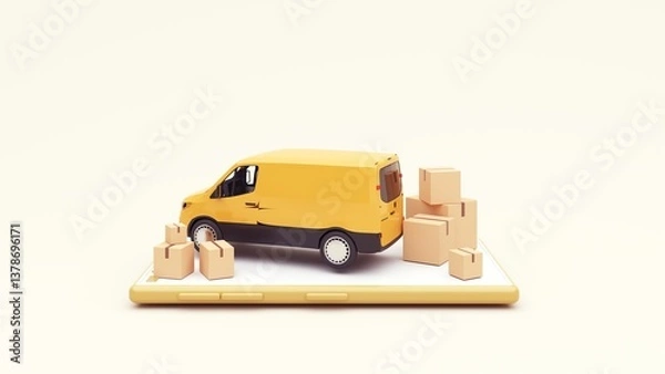 Obraz 3d render of the concept of fast delivery of parcels around the world by car, plane, scooter. Online shopping. Urgent delivery and logistics. Cargo transportation. Shopping without leaving home.