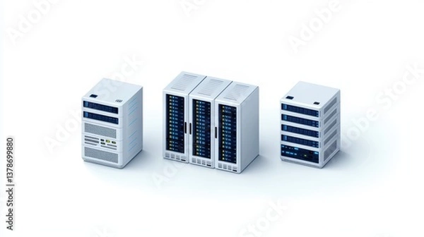 Fototapeta Servers in a data center, powering the digital world with efficient technology servers