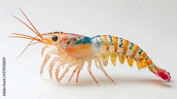 Fototapeta Vibrant Rainbow Mantis Shrimp Closeup Studio Shot of excellence in splendor beyond compare with grace (1).