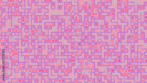 Fototapeta Pink and light purple rectangles form complex grid pattern