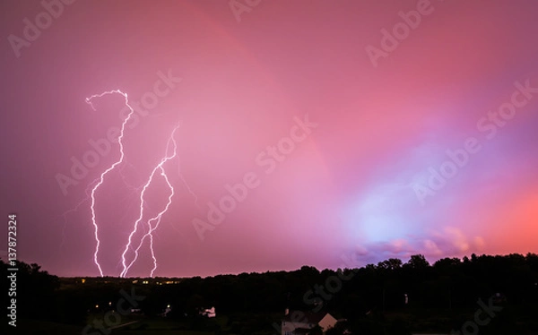 Fototapeta Lightning with a rainbow