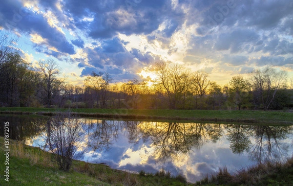 Fototapeta pond sunset 2