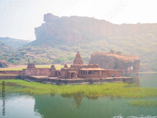 Fototapeta Amazing ancient hindu temple complex at Badami , tourist destination in Karnataka, India