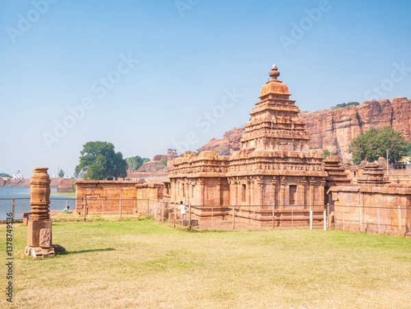 Fototapeta Amazing ancient hindu temple complex at Badami , tourist destination in Karnataka, India