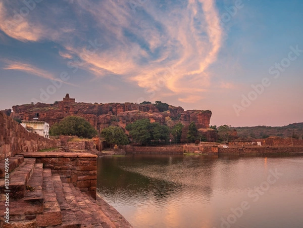 Fototapeta Amazing ancient hindu temple complex at Badami , tourist destination in Karnataka, India