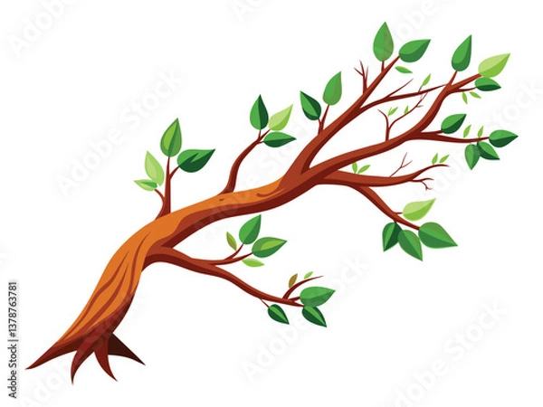 Fototapeta vector illustration of an abstract branch with leaves