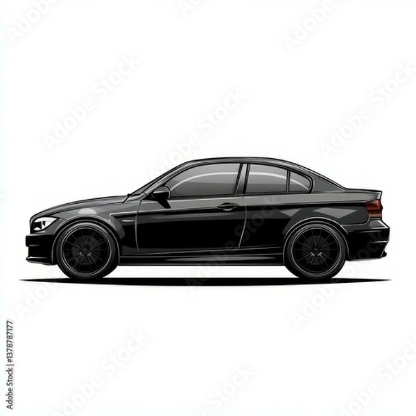 Fototapeta Stylish black sports car parked on a flat surface showcasing sleek design and modern features