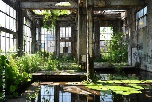 Obraz Ecorestoration project reclaiming an abandoned industrial site into a green sanctuary