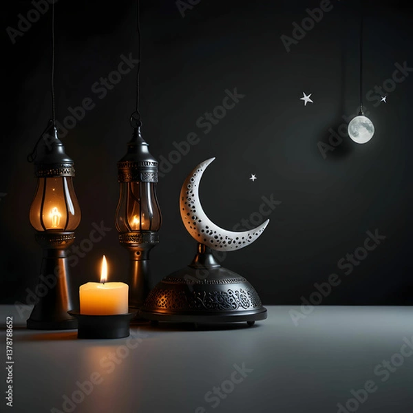 Fototapeta Muharram festival background with moon