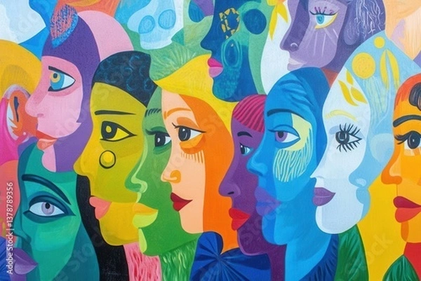 Fototapeta Colorful mural representing corporate diversity and inclusion efforts