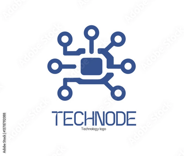 Fototapeta Social network logo featuring Technology of Network or IT system, Logo design for Tech,