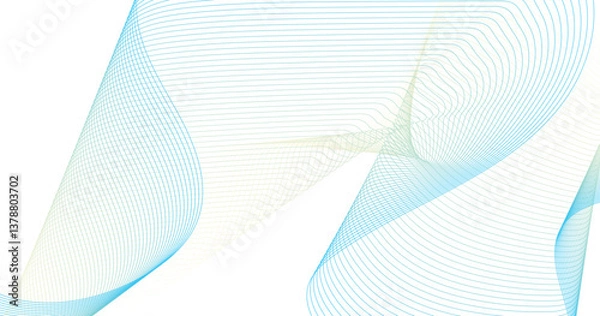 Fototapeta Smooth flowing wave lines on a white background. Dynamic sound wave element design.