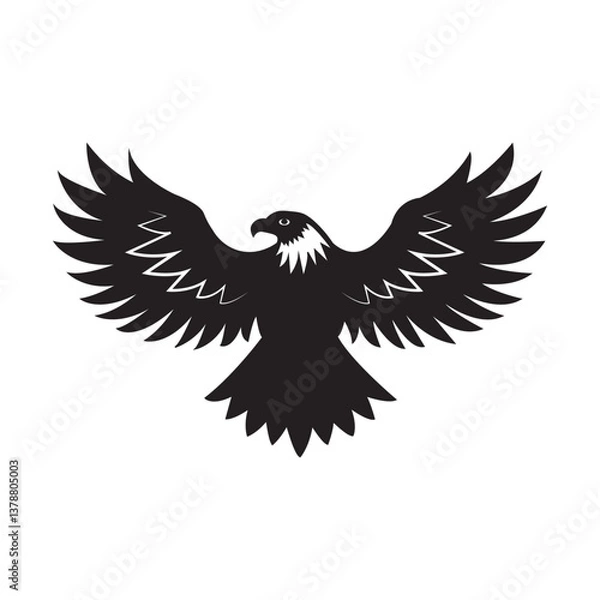 Obraz A flying eagle flat vector design silhouette on white background eps10